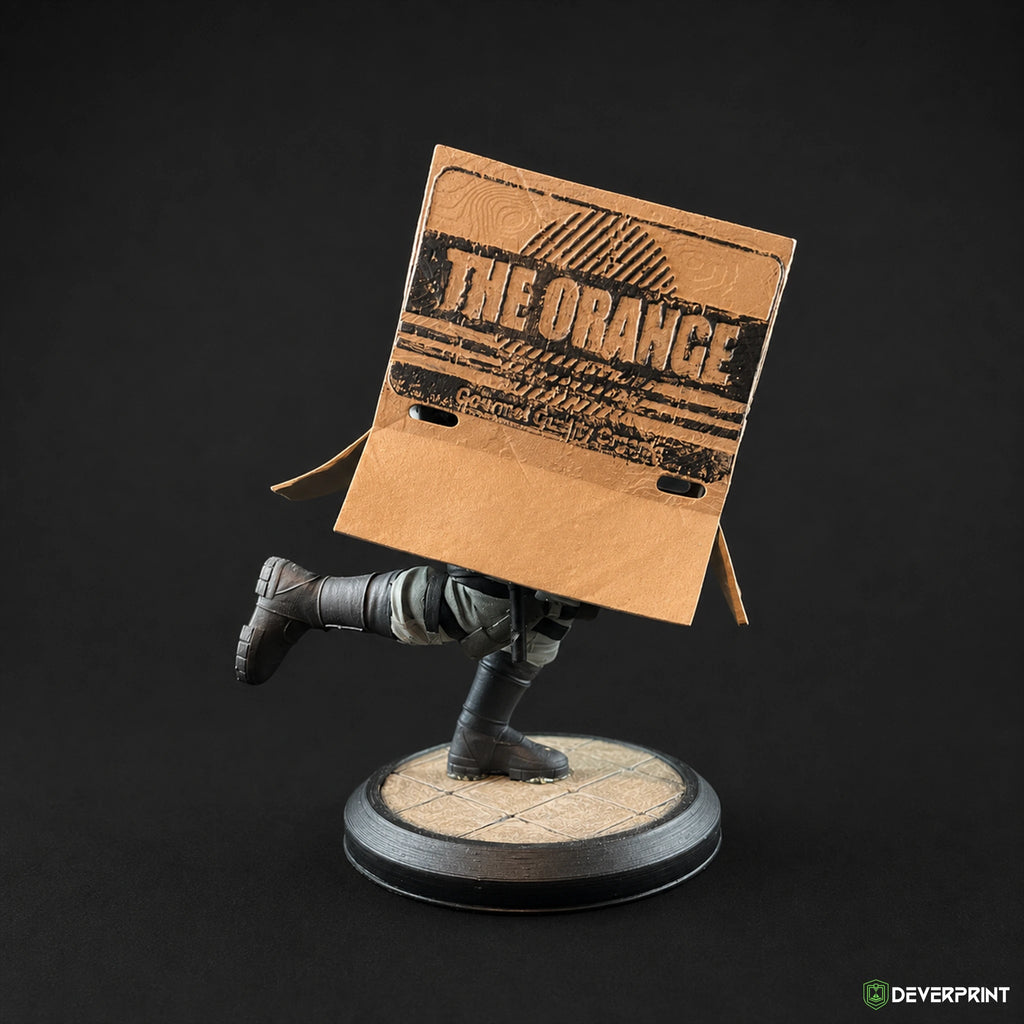 Figurine Solid Snake caché dans son carton – Metal Gear Solid – Statue peinte – Décoration gaming