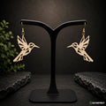 Boucles d’oreilles Colibri Origami en bois – Crochets dorés ou argentés